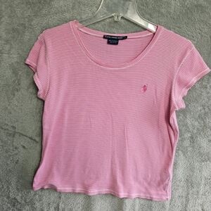 Ralph Lauren Sport Sz Lg Pink White Top